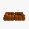 SOFA Bellis 2-osobowa, welur w kolorze terakoty, zaoblone kształty, nowoczesny loftowy styl