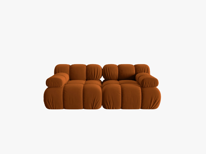 SOFA Bellis 2-osobowa, welur w kolorze terakoty, zaoblone kształty, nowoczesny loftowy styl SOFA Bellis 2-osobowa, welur w kolorze terakoty, zaoblone kształty, nowoczesny loftowy styl