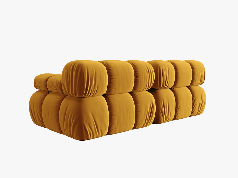 SOFA Bellis 2-osobowa, żółty welur, zaoblone kształty, nowoczesny loftowy styl, ekskluzywna SOFA Bellis 2-osobowa, żółty welur, zaoblone kształty, nowoczesny loftowy styl, ekskluzywna