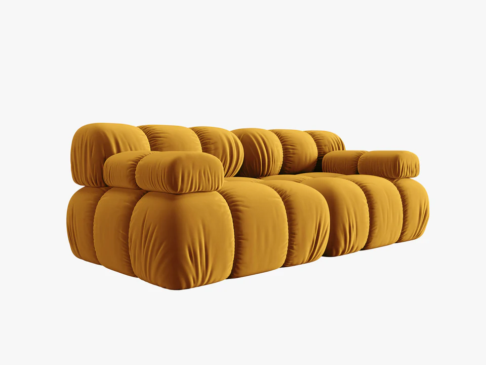 SOFA Bellis 2-osobowa, żółty welur, zaoblone kształty, nowoczesny loftowy styl, piękna SOFA Bellis 2-osobowa, żółty welur, zaoblone kształty, nowoczesny loftowy styl, piękna