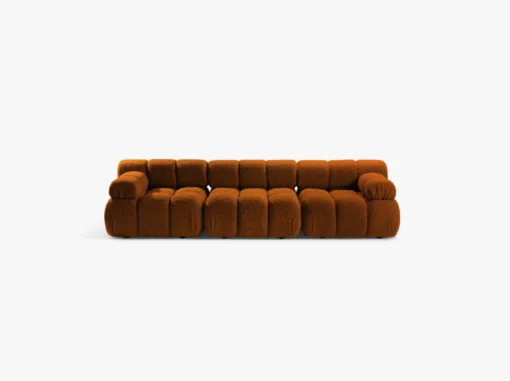SOFA Bellis 3-osobowa, obicie z bukli (kolor do wyboru), zaoblone kształty, nowoczesny loftowy styl, cegła