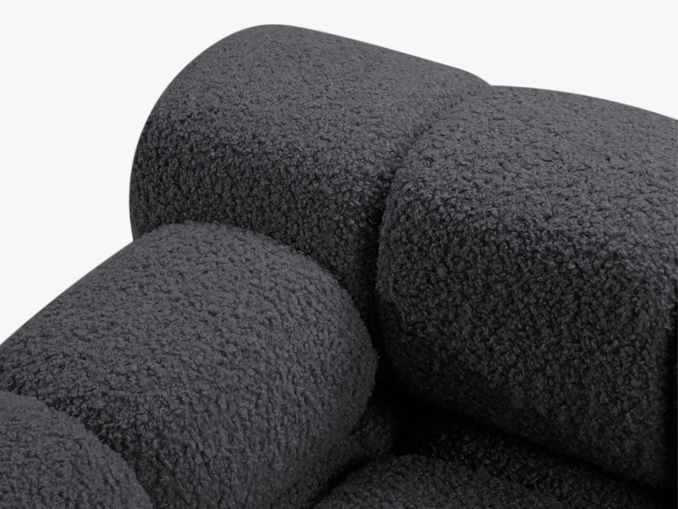 SOFA Bellis 3-osobowa, obicie z bukli (kolor do wyboru), zaoblone kształty, nowoczesny loftowy styl, grafit, stylowa SOFA Bellis 3-osobowa, obicie z bukli (kolor do wyboru), zaoblone kształty, nowoczesny loftowy styl, grafit, stylowa