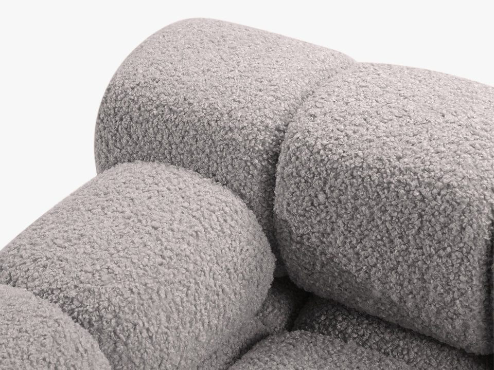 SOFA Bellis 3-osobowa, obicie z bukli (kolor do wyboru), zaoblone kształty, nowoczesny loftowy styl, jasno szary, stylowa SOFA Bellis 3-osobowa, obicie z bukli (kolor do wyboru), zaoblone kształty, nowoczesny loftowy styl, jasno szary, stylowa