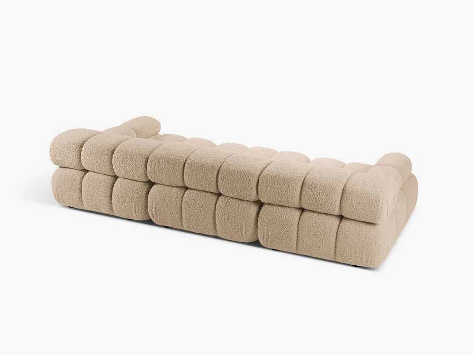 SOFA Bellis 3-osobowa, obicie z bukli (kolor do wyboru), zaoblone kształty, nowoczesny loftowy styl, piaskowy, ekskluzywna SOFA Bellis 3-osobowa, obicie z bukli (kolor do wyboru), zaoblone kształty, nowoczesny loftowy styl, piaskowy, ekskluzywna