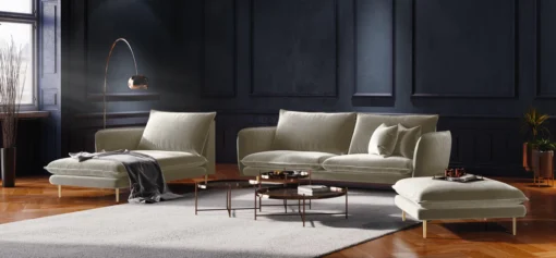 SOFA Vienna 2 osobowa na metalowych nogach, aksamitna tkanina do wyboru, nowoczesny styl, beżowy, piękny