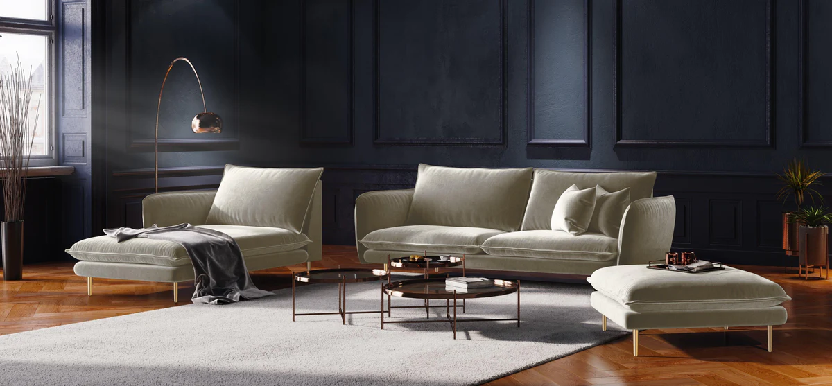 SOFA Vienna 2 osobowa na metalowych nogach, aksamitna tkanina do wyboru, nowoczesny styl, beżowy, piękny SOFA Vienna 2 osobowa na metalowych nogach, aksamitna tkanina do wyboru, nowoczesny styl, beżowy, piękny