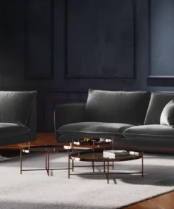 SOFA Vienna 2 osobowa na metalowych nogach, aksamitna tkanina do wyboru, nowoczesny styl, ciemnoszary, piękna