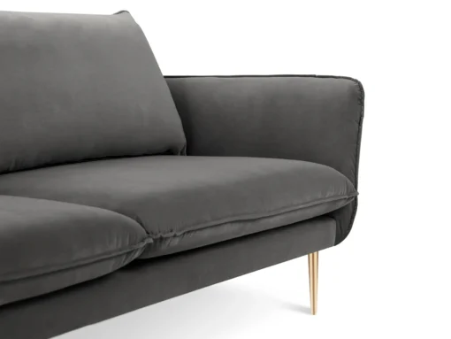 SOFA Vienna 2 osobowa na metalowych nogach, aksamitna tkanina do wyboru, nowoczesny styl, ciemnoszary, premium