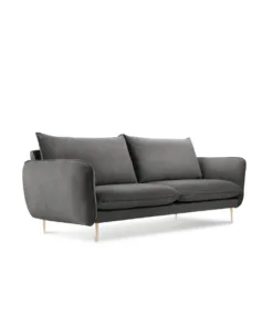 SOFA Vienna 2 osobowa na metalowych nogach, aksamitna tkanina do wyboru, nowoczesny styl, ciemnoszary