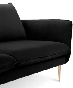 SOFA Vienna 2 osobowa na metalowych nogach, aksamitna tkanina do wyboru, nowoczesny styl, czarny, piękna