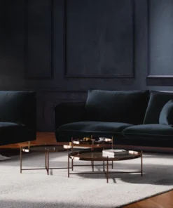 SOFA Vienna 2 osobowa na metalowych nogach, aksamitna tkanina do wyboru, nowoczesny styl, granatowy, piękna
