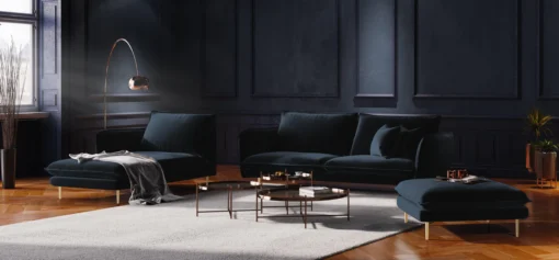 SOFA Vienna 2 osobowa na metalowych nogach, aksamitna tkanina do wyboru, nowoczesny styl, granatowy, piękna
