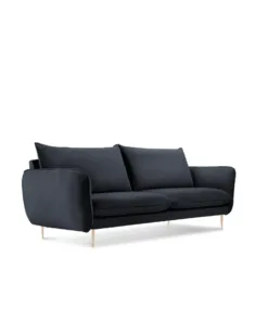 SOFA Vienna 2 osobowa na metalowych nogach, aksamitna tkanina do wyboru, nowoczesny styl, granatowy