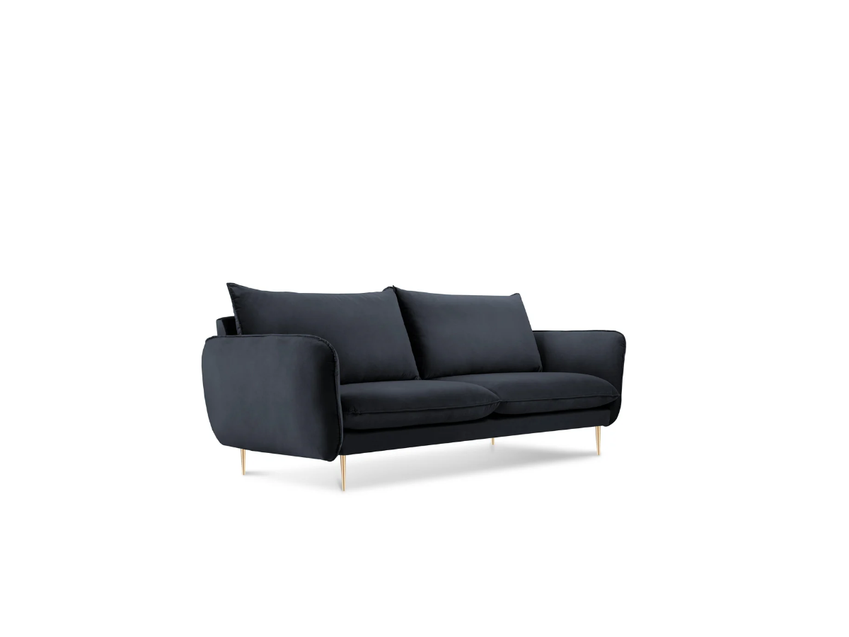SOFA Vienna 2 osobowa na metalowych nogach, aksamitna tkanina do wyboru, nowoczesny styl, granatowy