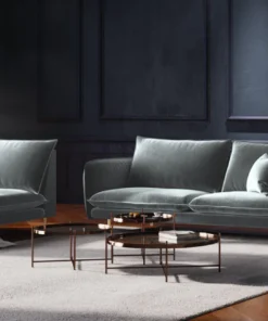 SOFA Vienna 2 osobowa na metalowych nogach, aksamitna tkanina do wyboru, nowoczesny styl, jasnoszary, piękna