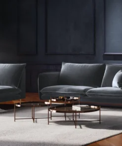 SOFA Vienna 2 osobowa na metalowych nogach, aksamitna tkanina do wyboru, nowoczesny styl, szary, piękna