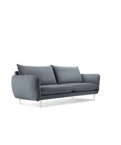SOFA Vienna 2 osobowa na metalowych nogach, aksamitna tkanina do wyboru, nowoczesny styl, szary