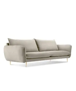 SOFA Vienna 3 osobowa na metalowych nogach, aksamitna tkanina do wyboru, nowoczesny styl, beżowa