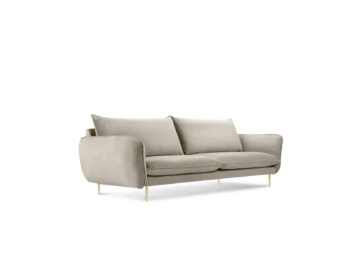 SOFA Vienna 3 osobowa na metalowych nogach, aksamitna tkanina do wyboru, nowoczesny styl, beżowa