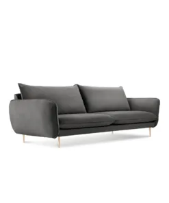 SOFA Vienna 3 osobowa na metalowych nogach, aksamitna tkanina do wyboru, nowoczesny styl, ciemnoszara