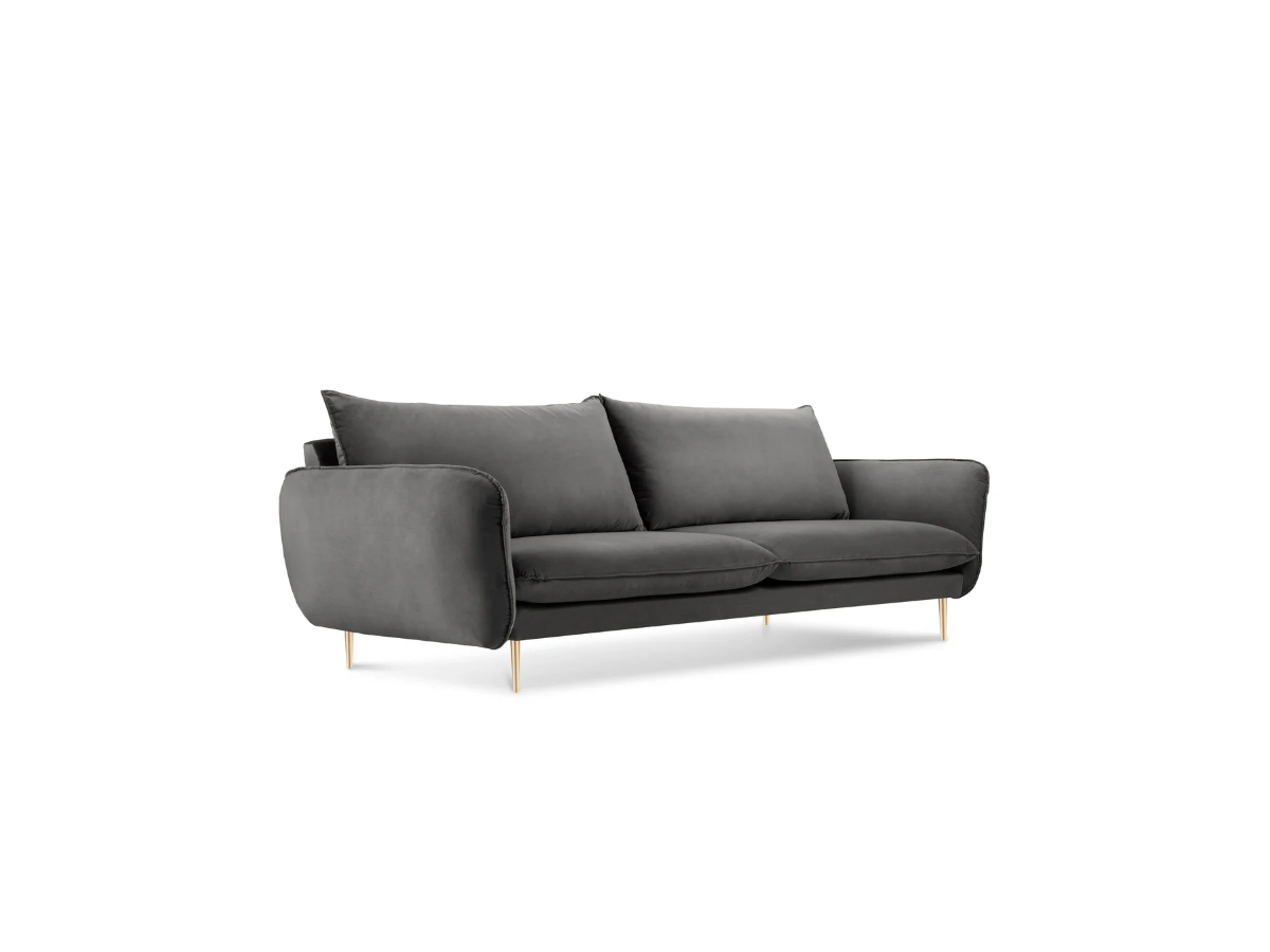 SOFA Vienna 3 osobowa na metalowych nogach, aksamitna tkanina do wyboru, nowoczesny styl, ciemnoszara