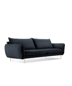 SOFA Vienna 3 osobowa na metalowych nogach, aksamitna tkanina do wyboru, nowoczesny styl, granatowa