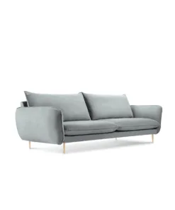 SOFA Vienna 3 osobowa na metalowych nogach, aksamitna tkanina do wyboru, nowoczesny styl, jasnoszara