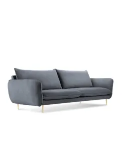SOFA Vienna 3 osobowa na metalowych nogach, aksamitna tkanina do wyboru, nowoczesny styl, szara