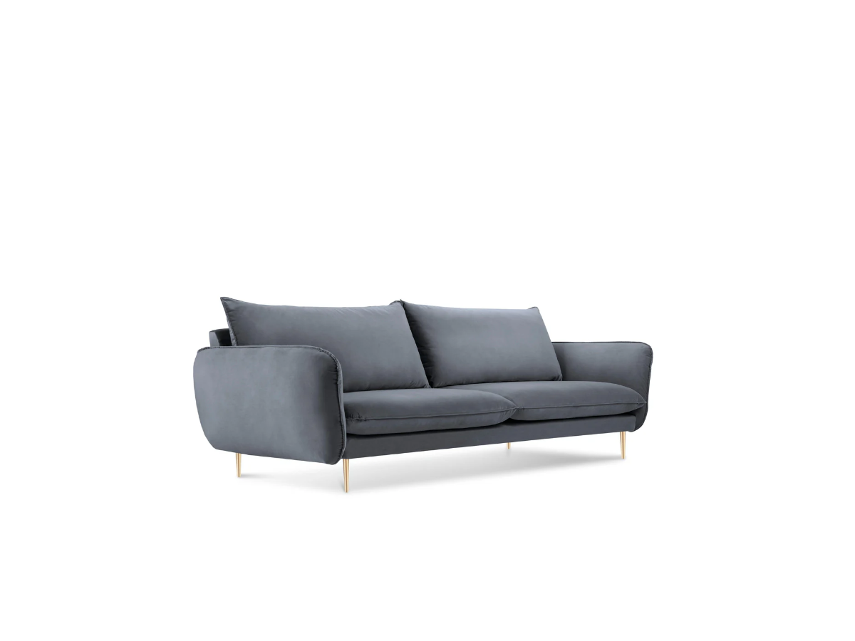 SOFA Vienna 3 osobowa na metalowych nogach, aksamitna tkanina do wyboru, nowoczesny styl, szara