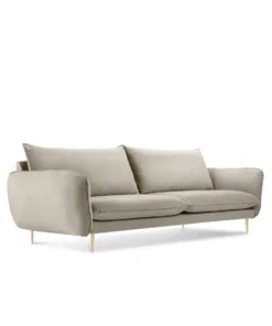 SOFA Vienna 4 osobowa na metalowych nogach, aksamitna tkanina do wyboru, nowoczesny styl, beżowa