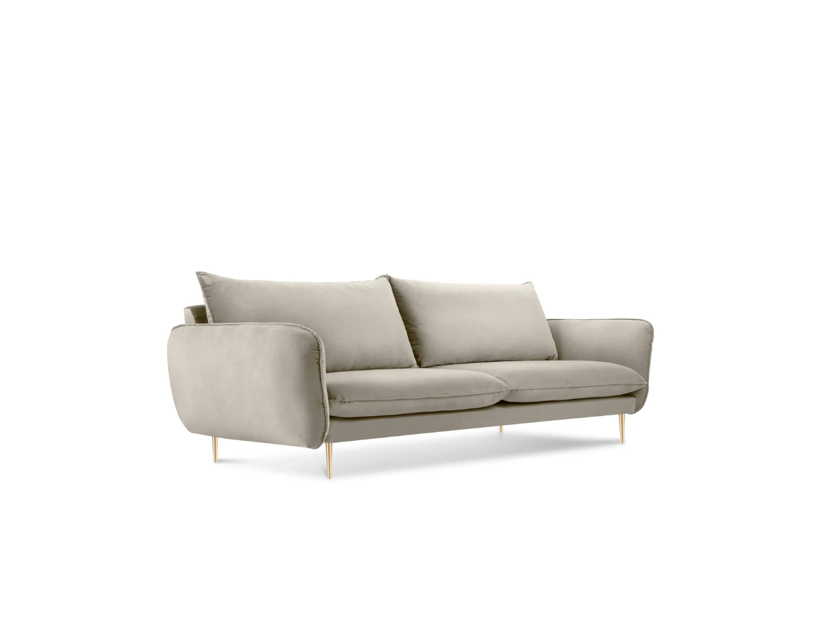 SOFA Vienna 4 osobowa na metalowych nogach, aksamitna tkanina do wyboru, nowoczesny styl, beżowa