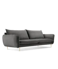 SOFA Vienna 4 osobowa na metalowych nogach, aksamitna tkanina do wyboru, nowoczesny styl, ciemnoszara
