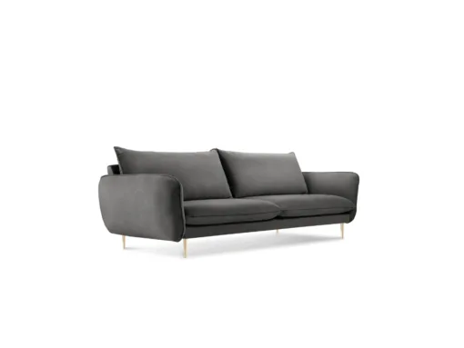 SOFA Vienna 4 osobowa na metalowych nogach, aksamitna tkanina do wyboru, nowoczesny styl, ciemnoszara