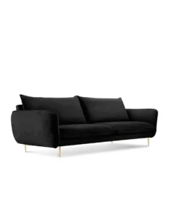 SOFA Vienna 4 osobowa na metalowych nogach, aksamitna tkanina do wyboru, nowoczesny styl, czarna