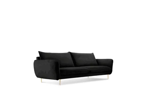 SOFA Vienna 4 osobowa na metalowych nogach, aksamitna tkanina do wyboru, nowoczesny styl, czarna