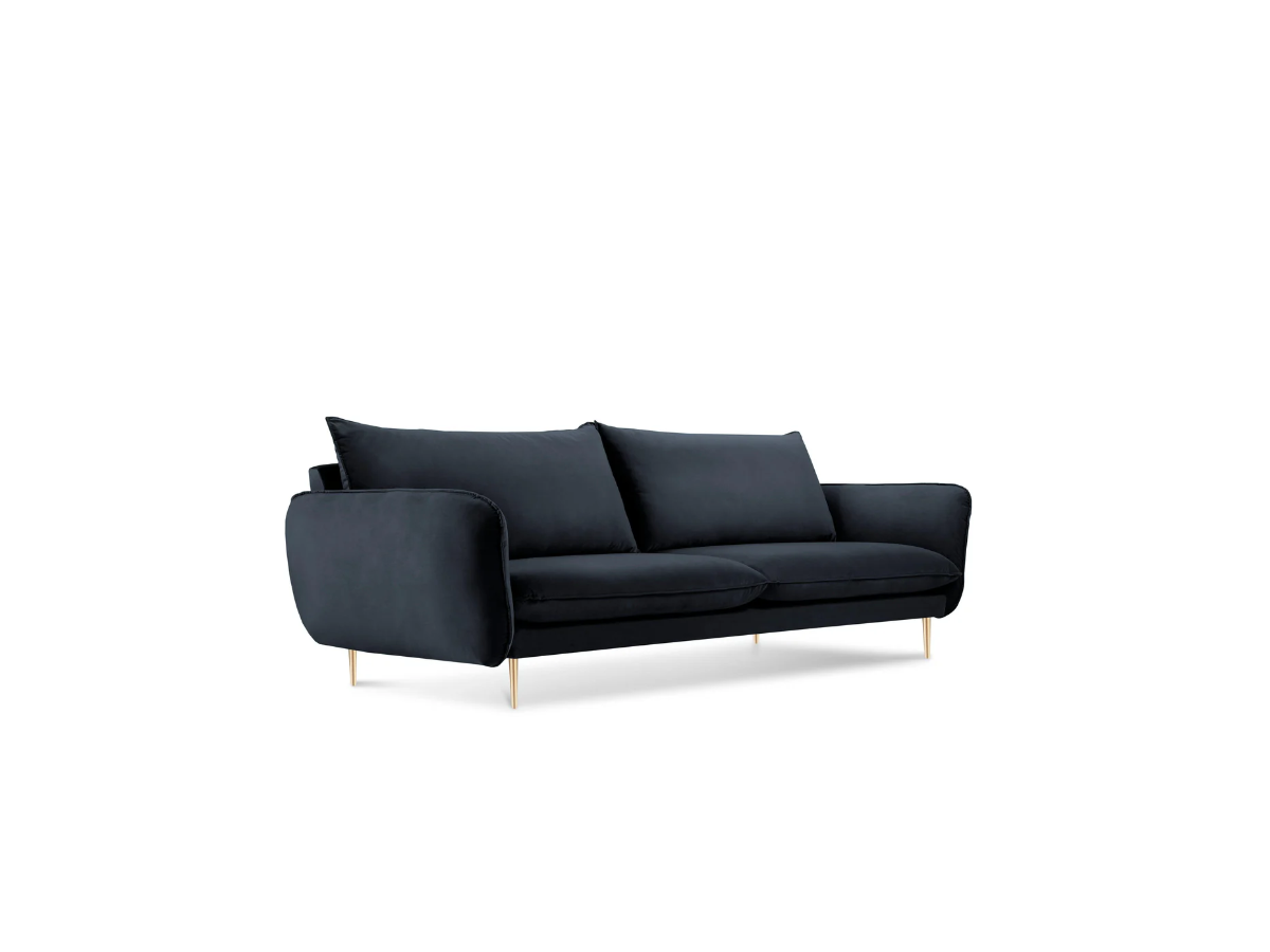 SOFA Vienna 4 osobowa na metalowych nogach, aksamitna tkanina do wyboru, nowoczesny styl, granatowa