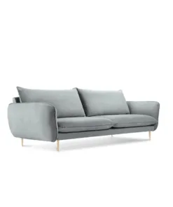 SOFA Vienna 4 osobowa na metalowych nogach, aksamitna tkanina do wyboru, nowoczesny styl, jasnoszara