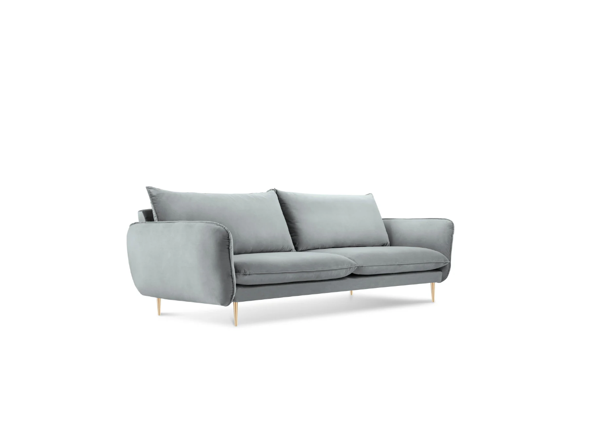 SOFA Vienna 4 osobowa na metalowych nogach, aksamitna tkanina do wyboru, nowoczesny styl, jasnoszara