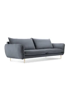 SOFA Vienna 4 osobowa na metalowych nogach, aksamitna tkanina do wyboru, nowoczesny styl, szara