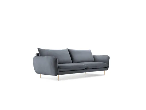 SOFA Vienna 4 osobowa na metalowych nogach, aksamitna tkanina do wyboru, nowoczesny styl, szara
