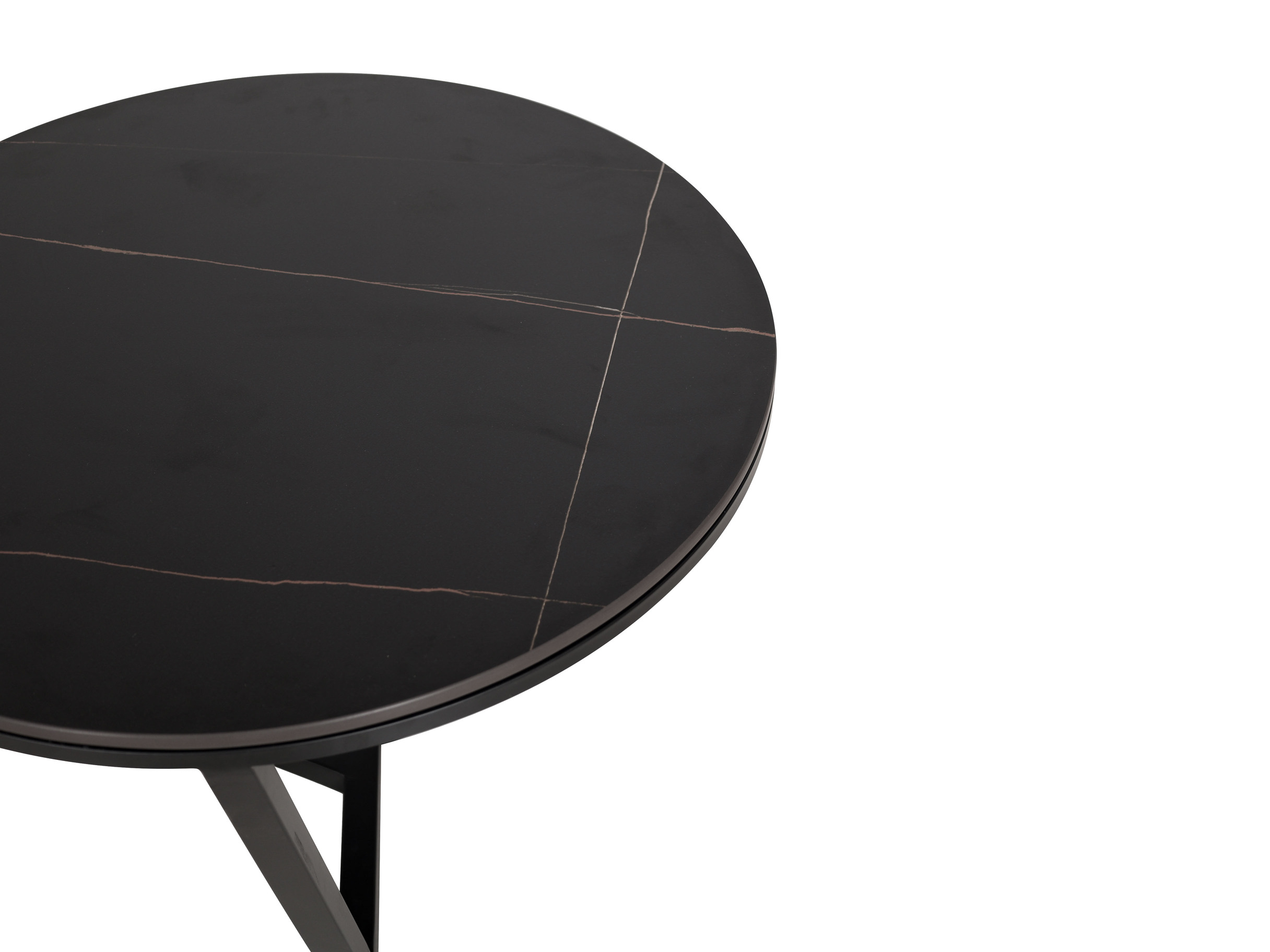 ZESTAW STOLIKÓW KAWOWYCH 2w1 okrągłe, metalowe, czarne podstawy, czarny i biały blat, nowoczesny styl-1