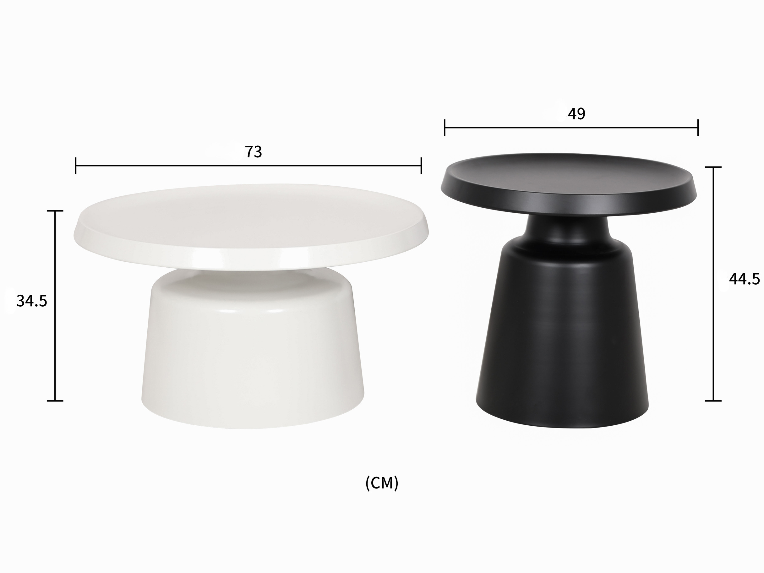 ZESTAW STOLIKÓW KAWOWYCH 2w1 ze stali węglowej, biały i czarny, loftowy styl, wymiary ZESTAW STOLIKÓW KAWOWYCH 2w1 ze stali węglowej, biały i czarny, loftowy styl, wymiary