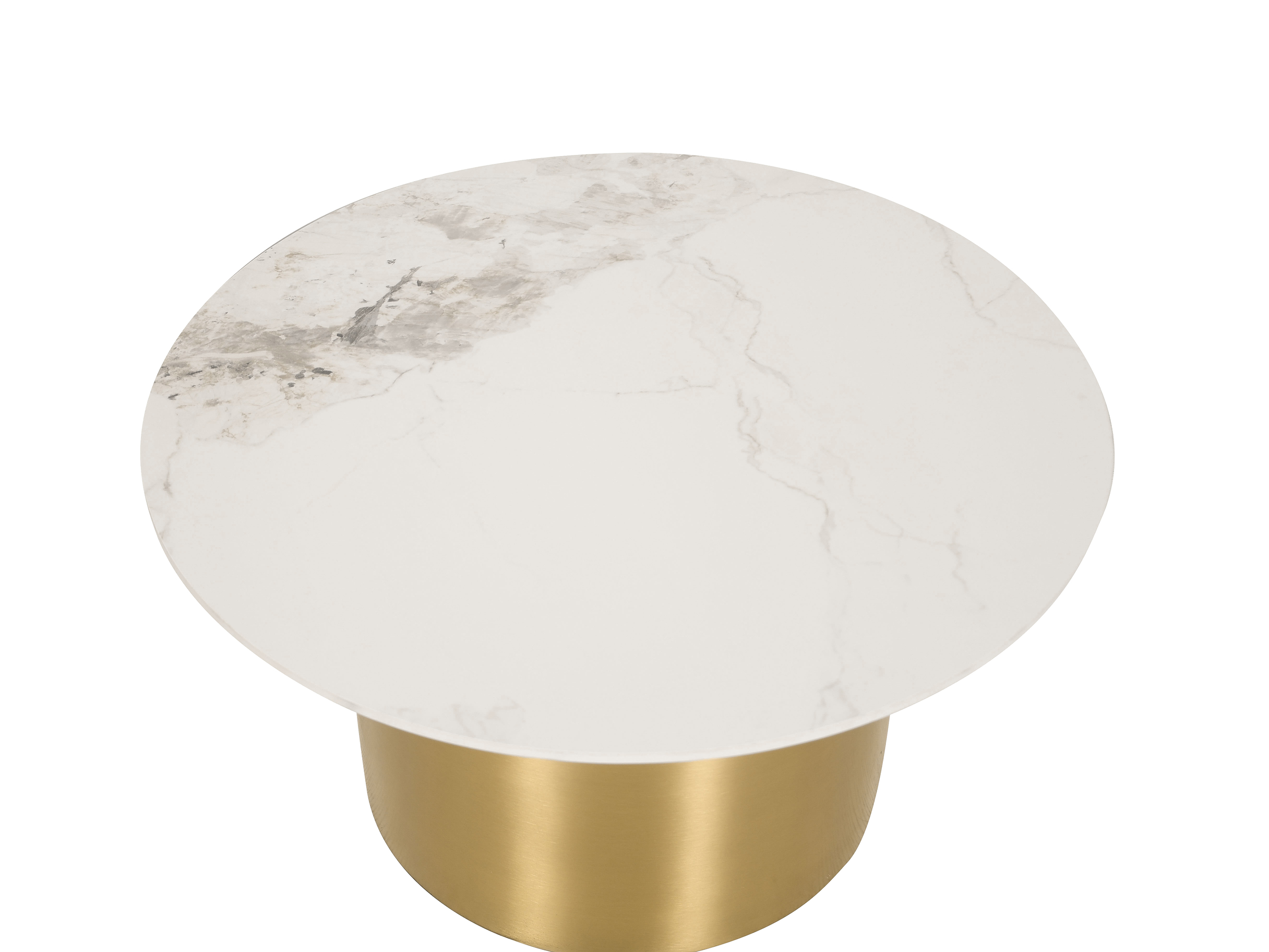 ZESTAW STOLIKÓW KAWOWYCH 2w1 złote podstawy ze stali nierzewnej, blaty z białego spieku kamiennego, nowoczesny styl, wyjątkowy