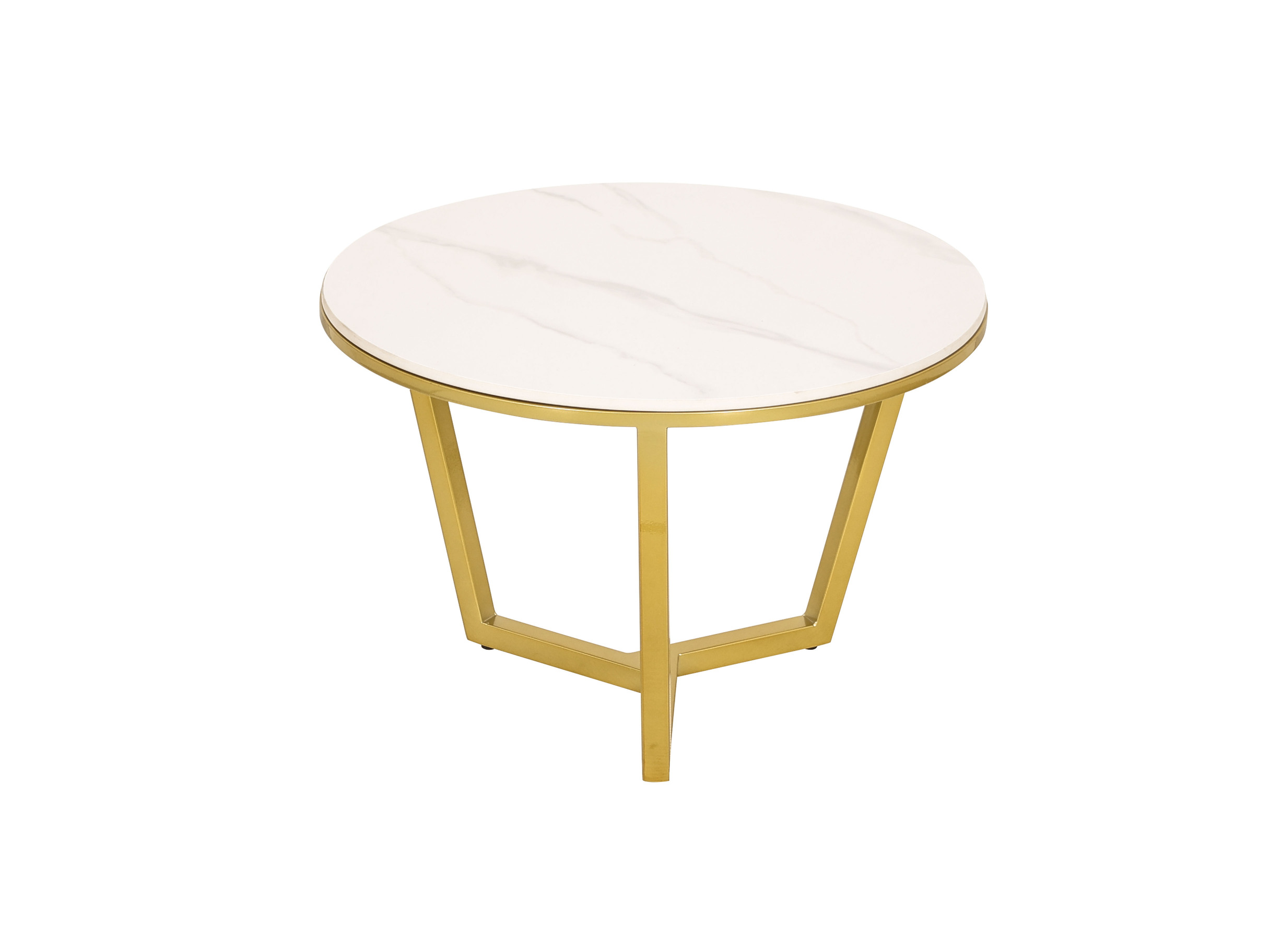 ZESTAW STOLIKÓW KAWOWYCH 2w1 złote podstawy ze stali węglowej, białe blaty ze spieku kamiennego, premium