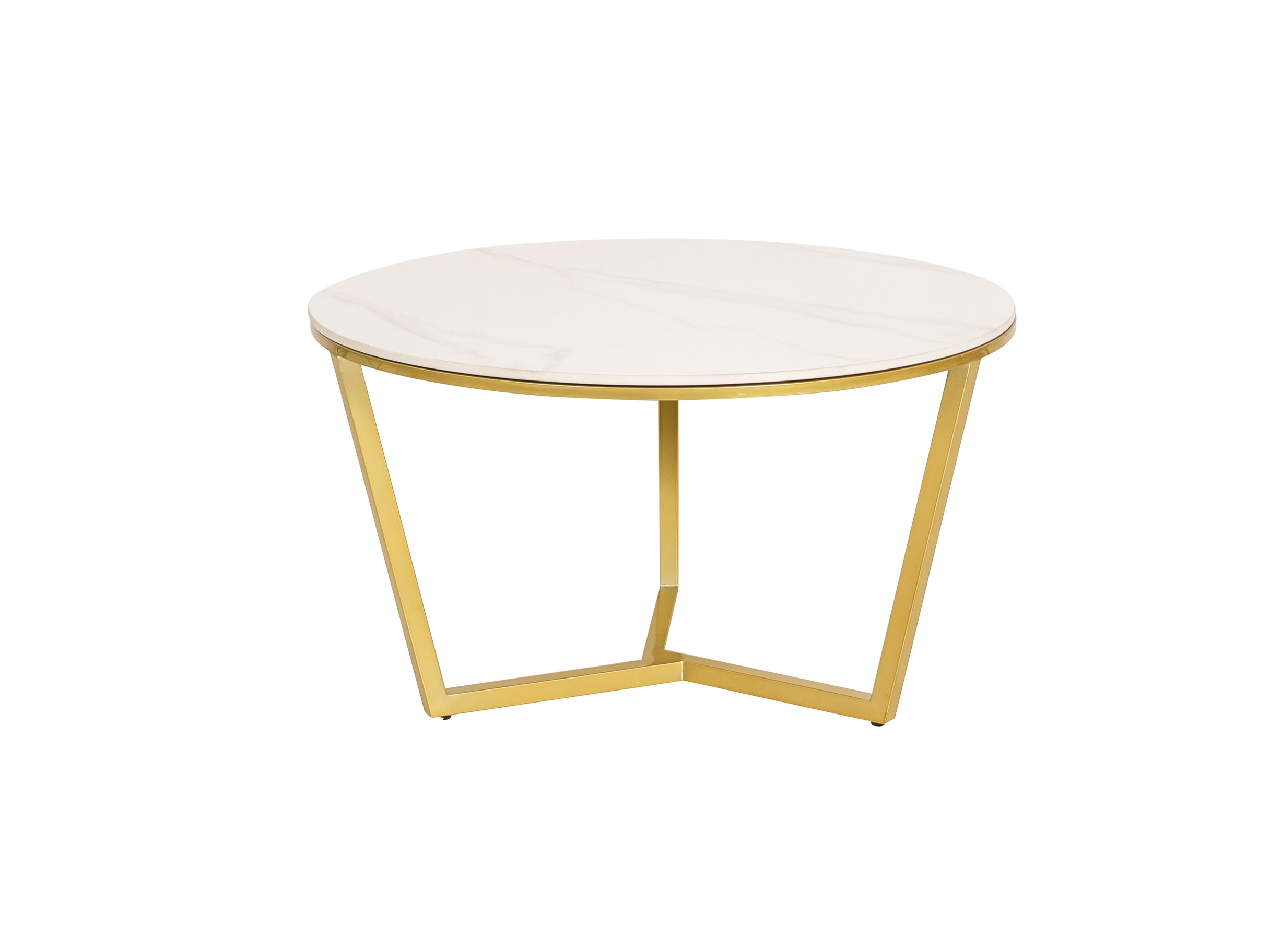 ZESTAW STOLIKÓW KAWOWYCH 2w1 złote podstawy ze stali węglowej, białe blaty ze spieku kamiennego, wyjątkowy