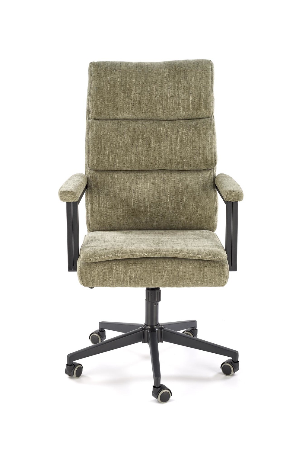 KRZESŁO BIUROWE Adriano z podłokietnikami, oliwkowa tapicerka, obrotowe, nowoczesny styl, do biura
