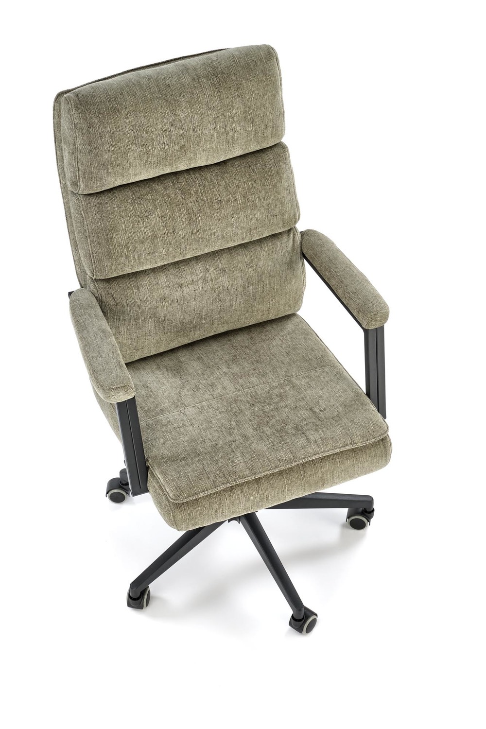 KRZESŁO BIUROWE Adriano z podłokietnikami, oliwkowa tapicerka, obrotowe, nowoczesny styl, eleganckie