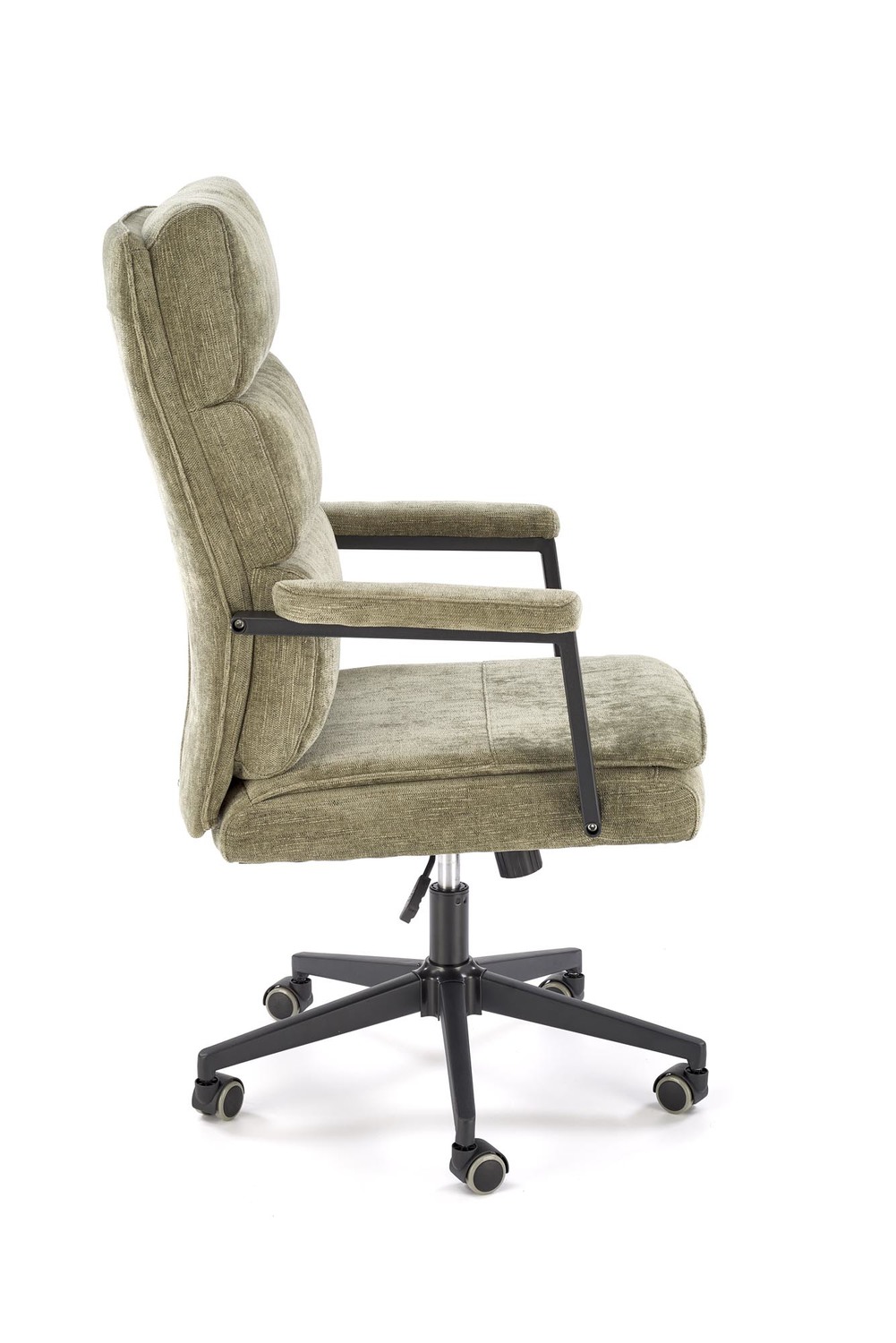 KRZESŁO BIUROWE Adriano z podłokietnikami, oliwkowa tapicerka, obrotowe, nowoczesny styl, najwyższa jakość