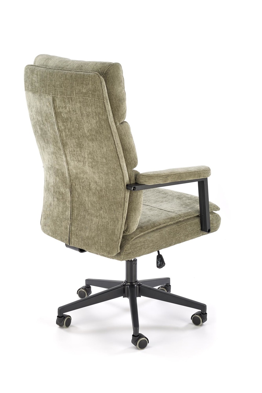 KRZESŁO BIUROWE Adriano z podłokietnikami, oliwkowa tapicerka, obrotowe, nowoczesny styl, piękne