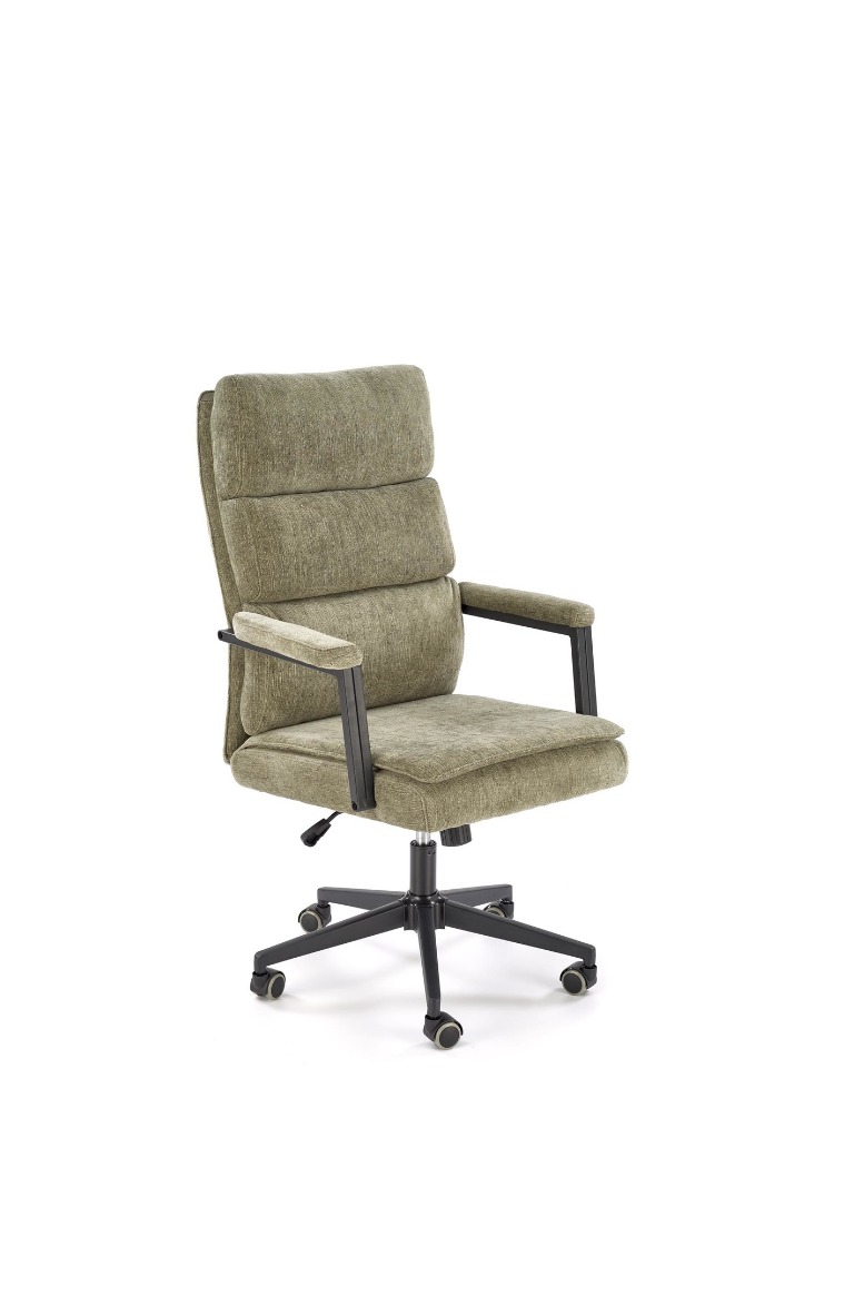 KRZESŁO BIUROWE Adriano z podłokietnikami, oliwkowa tapicerka, obrotowe, nowoczesny styl